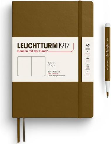 Actual product image Leuchtturm1917 Lighthouse Med.Soft Blan.S.Brown (145 x 210 mm, Plain, Hardcover)