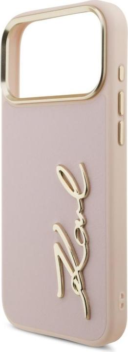 Actual product image Karl Lagerfeld case PU leather case with Karl script logo and metal camera buttons for iPhone 17 Pro (Apple iPhone 17 Pro Max)