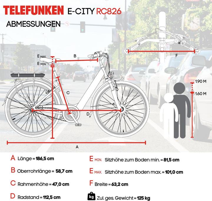 Actual product image Telefunken City E-Bike Damen RC826 28 Zoll Frontmotor 7-Gang Kettenschaltung