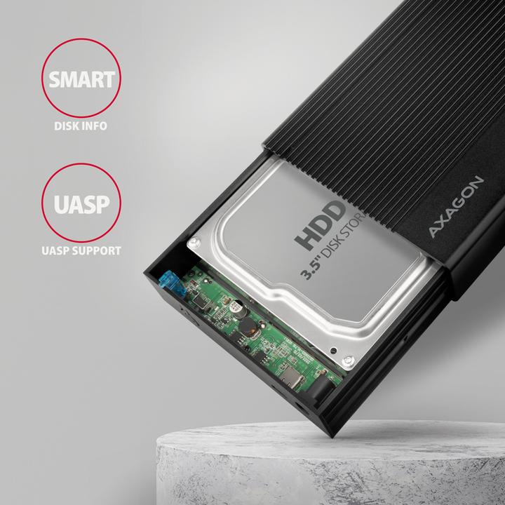 Productafbeelding Axagon EE35-GTR, USB-C - SATA 3,5" RIBBED box, ÄernÃ½ (3.5")