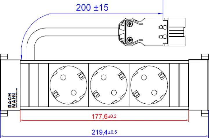 Produktbild Bachmann POWER FRAME - 3xSchuko, Short (3 x, CEE 7/3, 0.10 m)