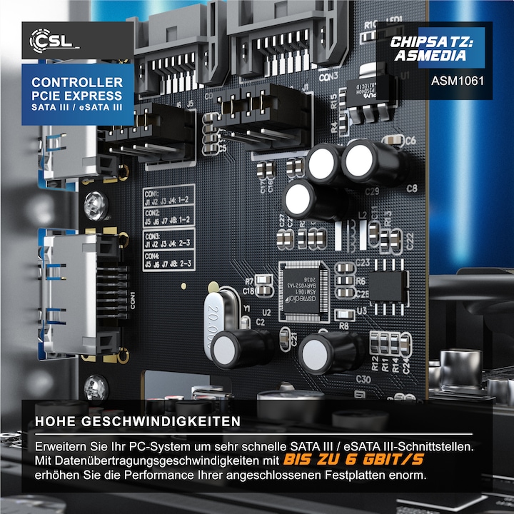 Image du produit CSL Carte d'interface PCI Express pour SATA III / eSata III