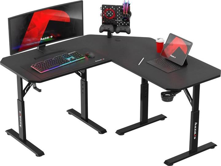Huzaro Verstellbarer Eck-Gaming-Schreibtisch Hero 7.3 Schwarz 140 cm
