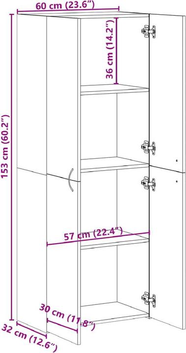Actual product image vidaXL Aktenschrank (32 x 32 x 153 cm)