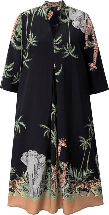Immagine prodotto Ulla Popken Abito midi in lyocell con design animalier, colletto da camicia e maniche a 3/4 (58)