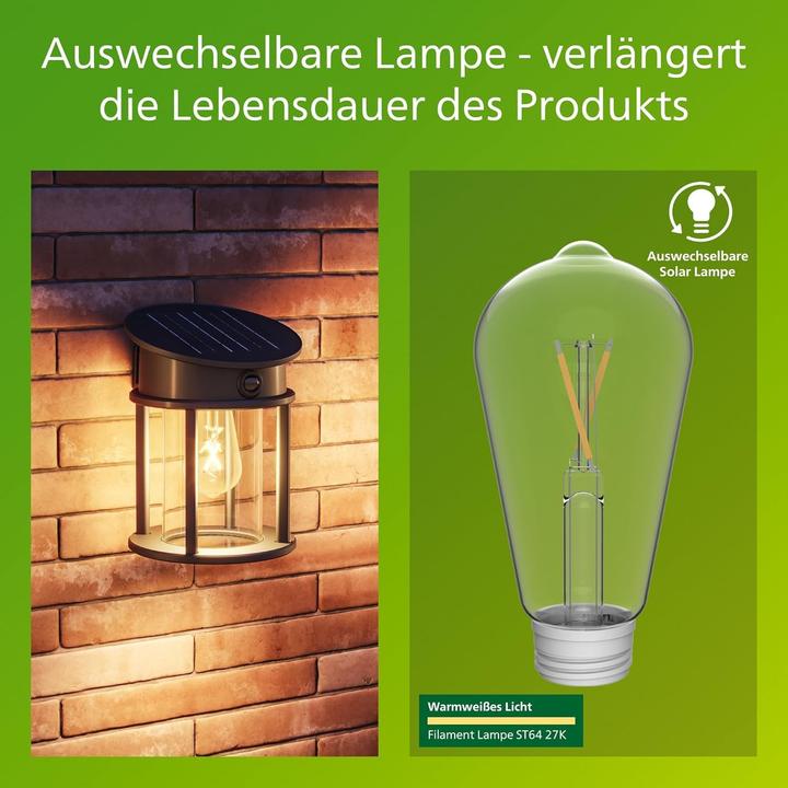 Immagine prodotto Philips Lampada da parete solare per esterni (470 lm, E27, IP44)
