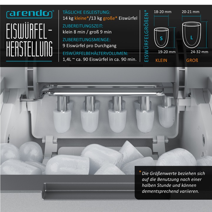 Actual product image Arendo Ice cube machine (CH plug)