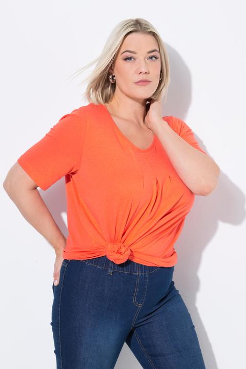 Produktbild Ulla Popken T-Shirt, Zierfalten, A-Linie, Rundhals, Halbarm, Modal (42, 44)