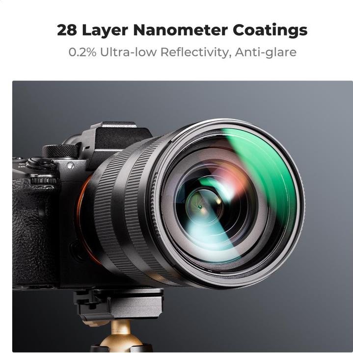 Actual product image K&F Concept 67mm MCUV+CPL Lens Filter Kit + Metal Caps, HD, Waterproof, Anti-Scratch, Green Coated Nano-X Series (67 mm, Polarizing filter, UV filter)