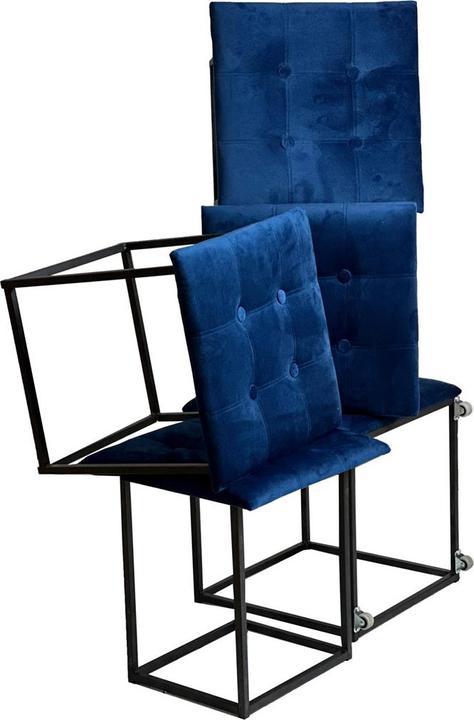 Produktbild Go Gift Puff-Transformator 5in1 - 5 Hocker in 1 Pouffe marineblau Samt