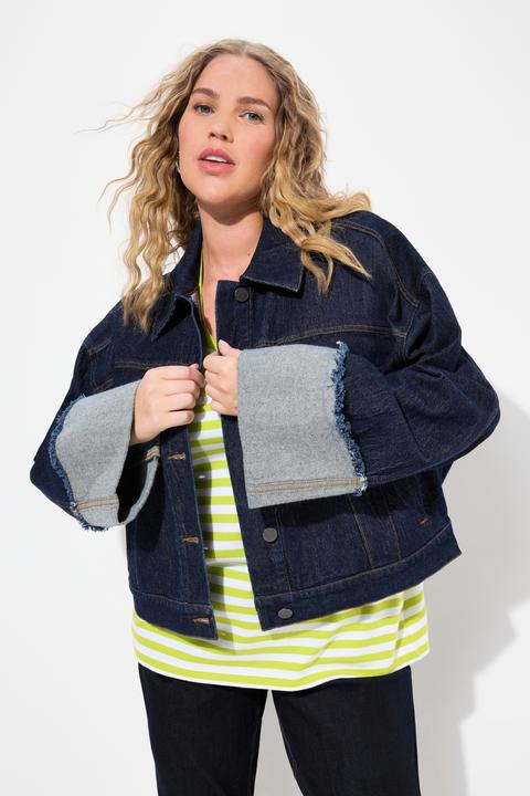 Immagine prodotto Ulla Popken Giacca di jeans in denim elasticizzato, maniche con risvolto e collo da camicia (58)