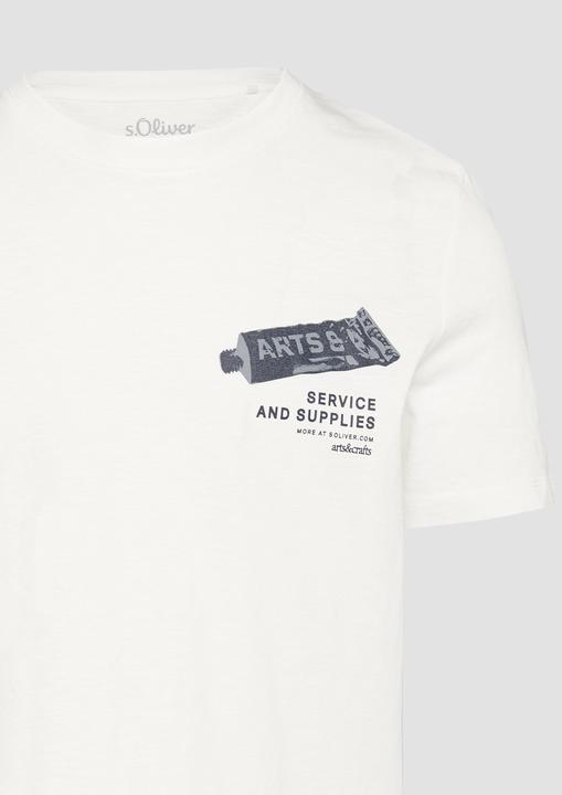 Produktbild S.Oliver T-Shirt Baumwoll-T-Shirt mit Frontprint und Flammgarnstruktur (M)