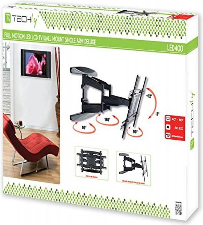 Image du produit Techly Kit de montage (support mural entièrement mobile) - pour écran plat - noir (Mur, 80", 50 kg)