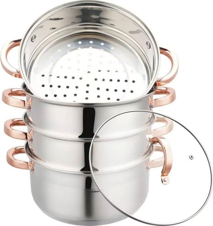 Image du produit Klausberg 7736 - stoompan - 5 delig - 24 cm - 5 liter - rvs - alle warmtebronnen (Acier inoxydable, 24 x 11.50 cm)