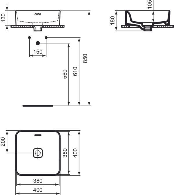 Produktbild Ideal Standard Aufsatzwaschbecken Strada II 40 x 40 cm weiss T296301 (400 mm, 400 mm)