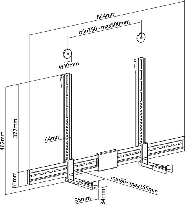 Image du produit Goobay Support de barre de son pour les ensembles TV (1 pièce, Installation murale, Réglable en hauteur)