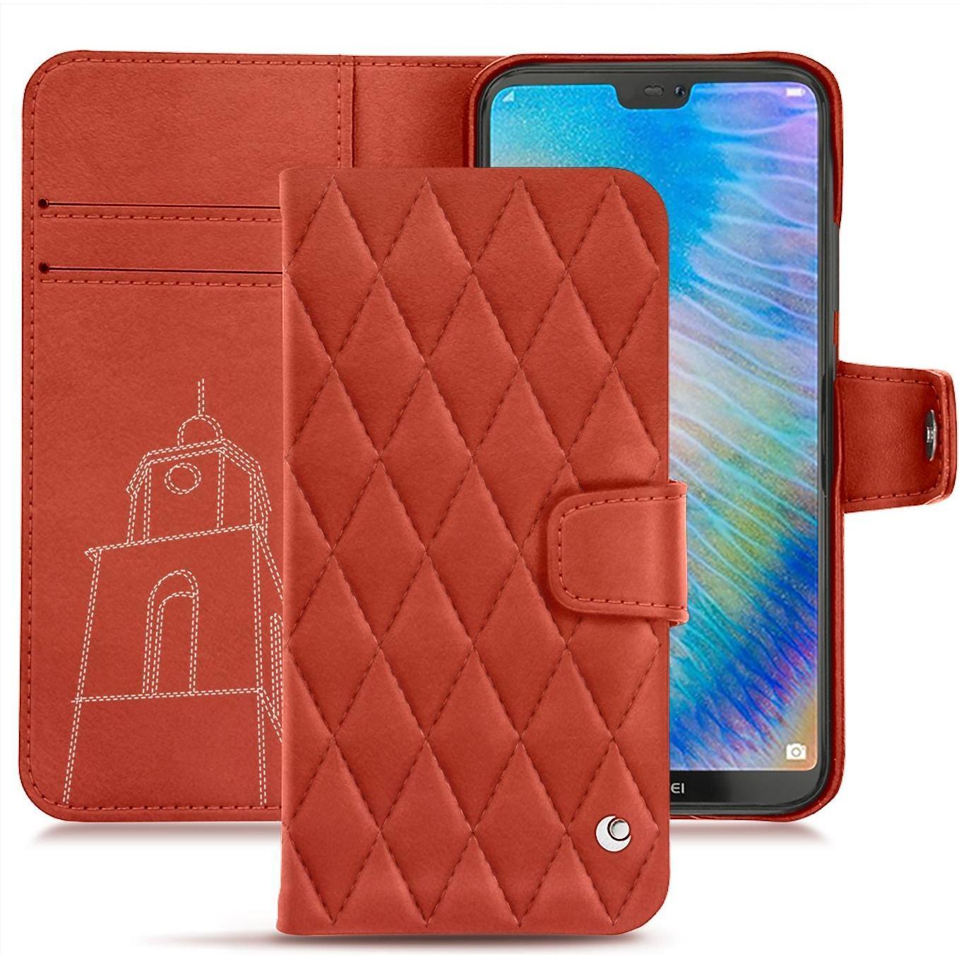 Noreve Lederschutzhülle Wallet (Huawei P20 Lite), Smartphone Hülle, Orange