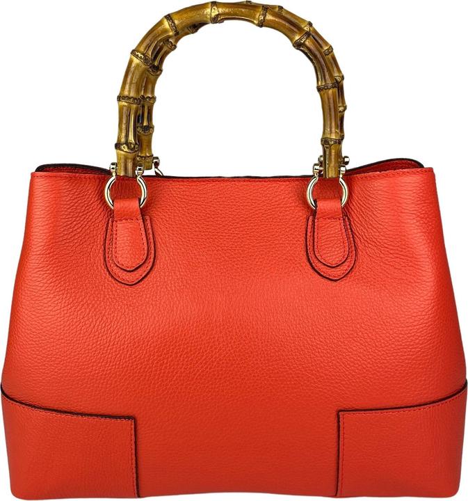 Produktbild Only-Bags.Store Lederhandtaschen, Bambus Henkel Tasche, Echtes Leder Handtaschen, handgefertigte Leder Tasche