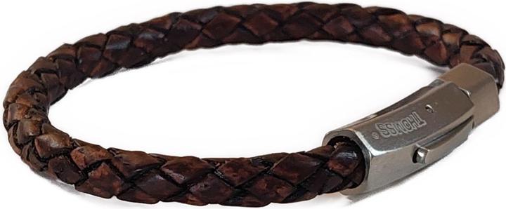 Immagine prodotto Thomss Bracciale in pelle No.23 unisex in pelle marrone e chiusura in acciaio inossidabile circonferenza (19.70 cm, Acciaio inossidabile, 100% pelle)