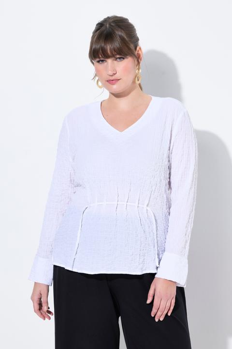 Produktbild Ulla Popken Tunika-Bluse, Raffung, V-Ausschnitt, Langarm (46, 48)