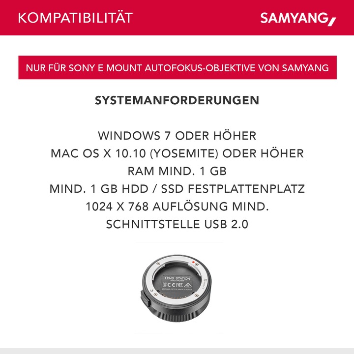 Actual product image Samyang Lens Station