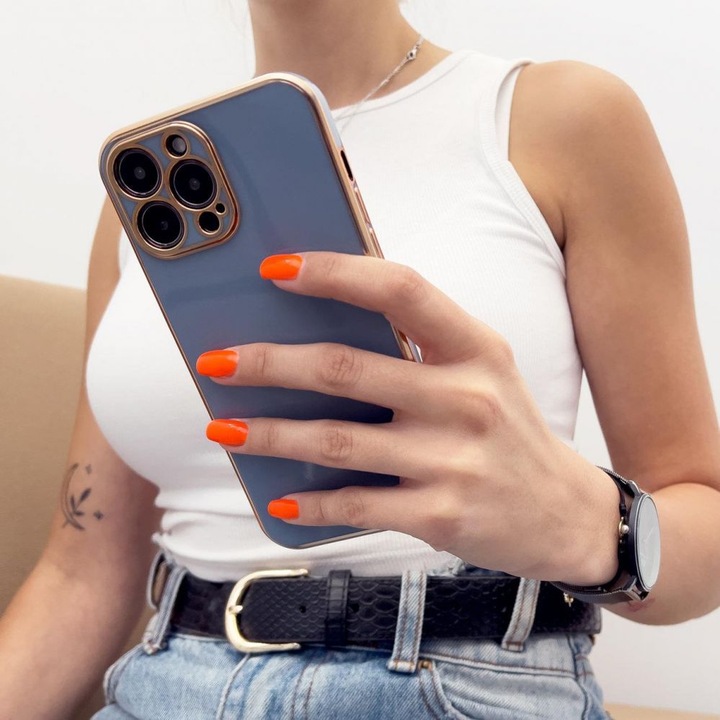 Produktbild Hurtel Lighting Color Case for Xiaomi Redmi Note 11 Pro gel cover with gold frame white (Xiaomi Redmi Note 11 Pro)