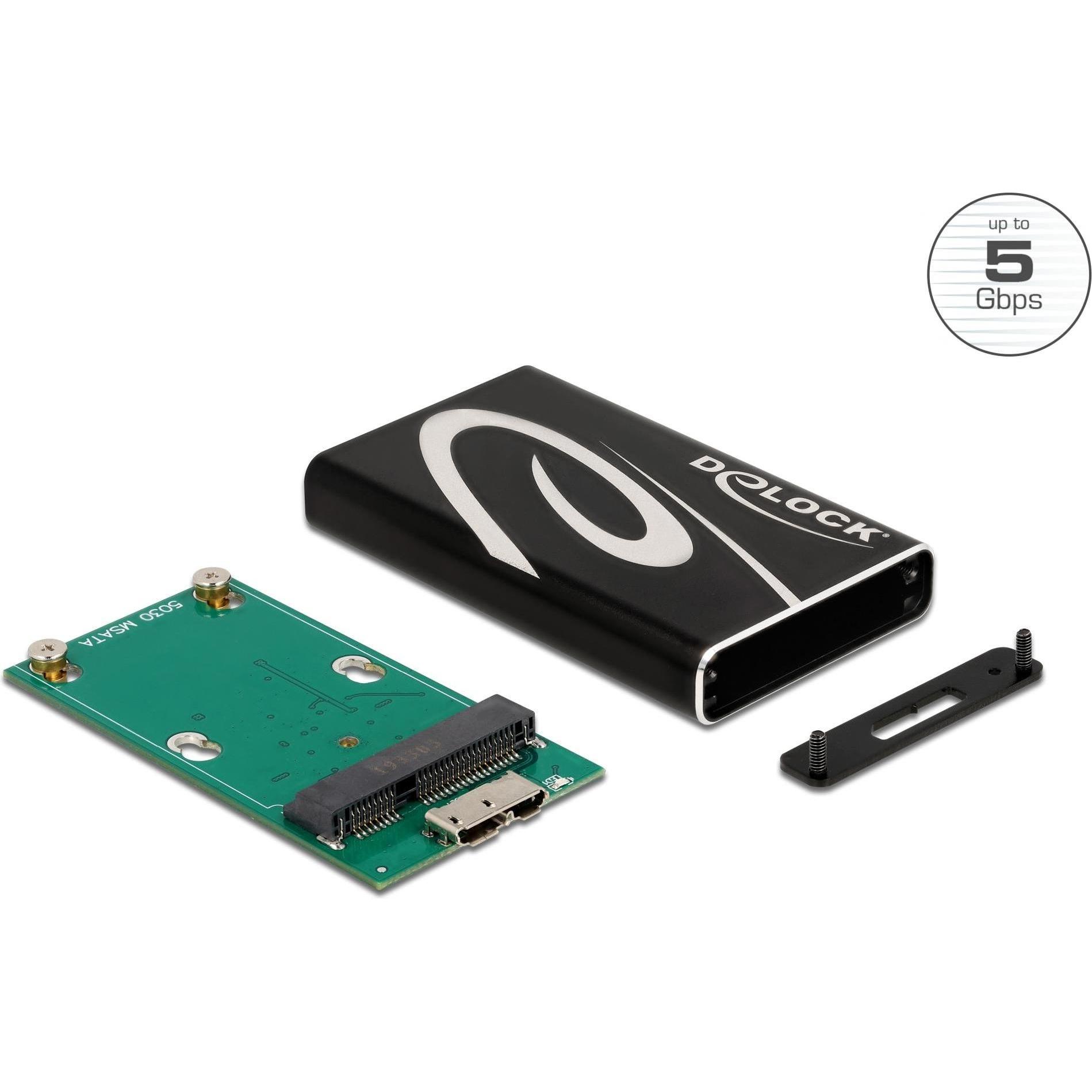 Thumbnail - Delock 42006 Externes Gehäuse (mSATA), Festplattengehäuse, Schwarz