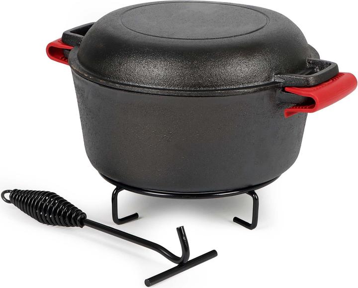 Wiltec 2in1 Dutch Oven 32x26x16cm Grilltopf Feuertopf Schmortopf Gusseisen