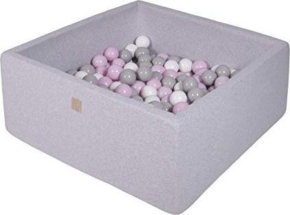 Produktbild Activity Board Bällebad Baby - quadratisches 90x90x40cm Babybecken für Kinder mit 200 Bällen, Baumwolle, hellgrau: