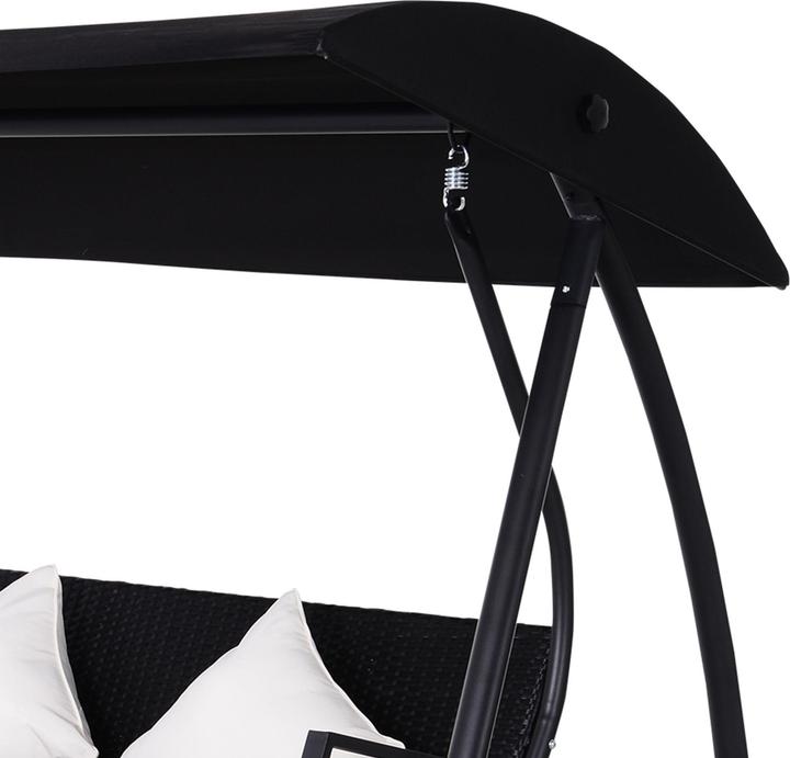 Image du produit Outsunny Gartenschaukel Metall, PE-Rattan, Polyester Schwarz