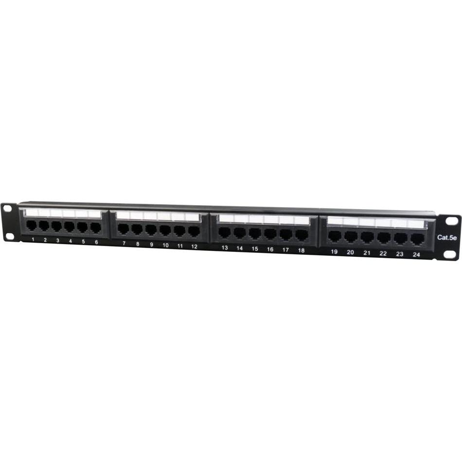 Thumbnail - Gembird 48,30cm (19") Patch Panel, 24-Port 1HE cat.5e mit hinteren Kabelführung, schwarz, Server Zubehör, Schwarz