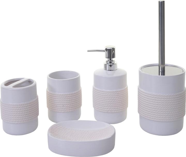 Image du produit Swisshandel24 Ensemble de salle de bains 5 pièces, ensemble WC Accessoires de salle de bains, céramique - blanc -