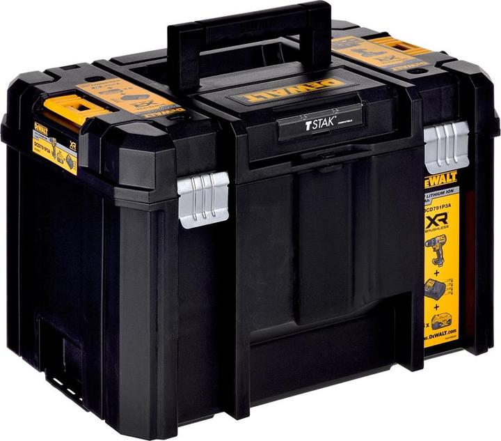 Actual product image DeWalt 18 Volt cordless drill / with 3 x 5Ah + angle drill attachment DT20502 (Rechargeable battery operated)