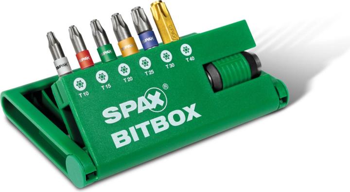 Actual product image Spax BITbox T-STAR PLUS (6 BITS T10-T40 25MM + 1 (Hexagon socket TX)