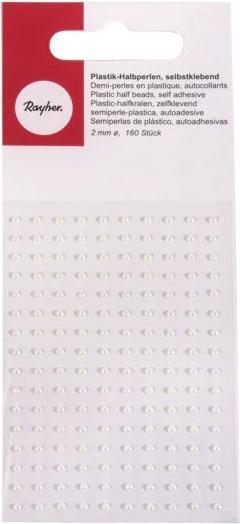Rayher Demi-perles en plastique, autocollantes, blanches