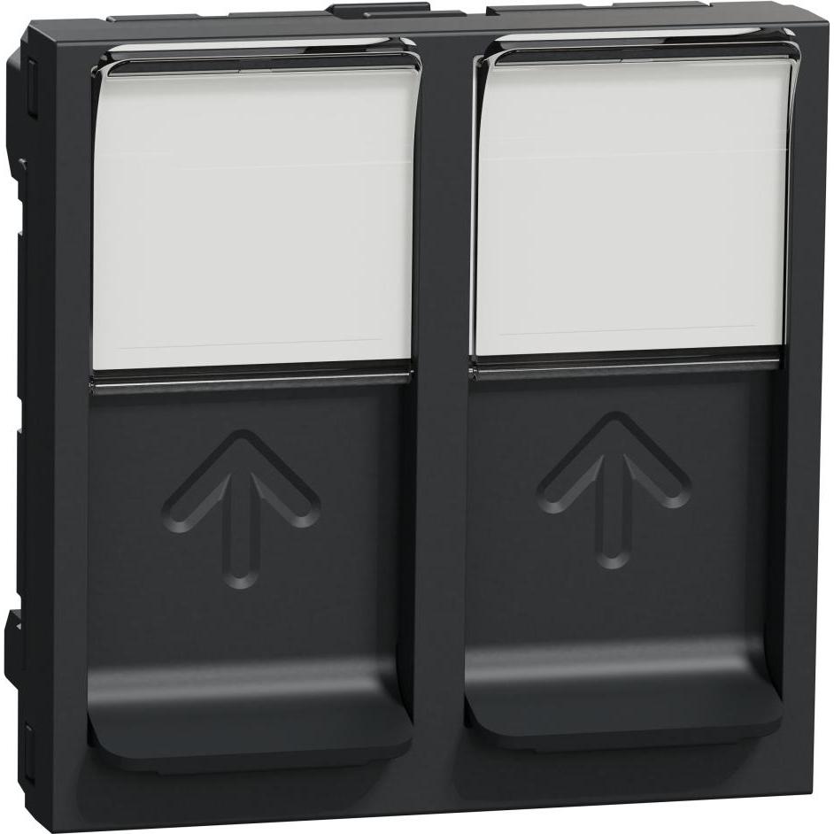Schneider Optiline 45/Unica Zentralplatte Datendose 2xRJ45 Staubs Schriftfeld anthr NU942054, Netzwerk Zubehör