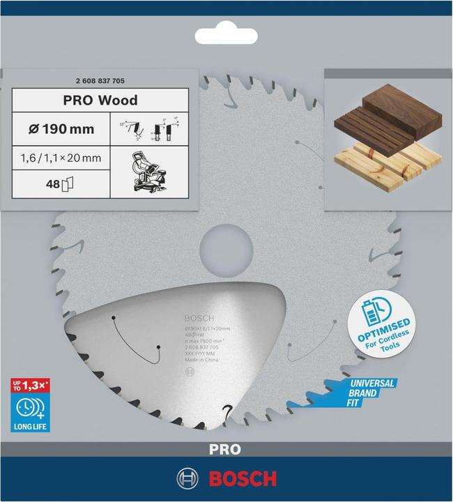 Productafbeelding Bosch Professional Zubehör Cirkelzaagblad Standaard voor hout, 190x1,6/1,1x20,48 tanden