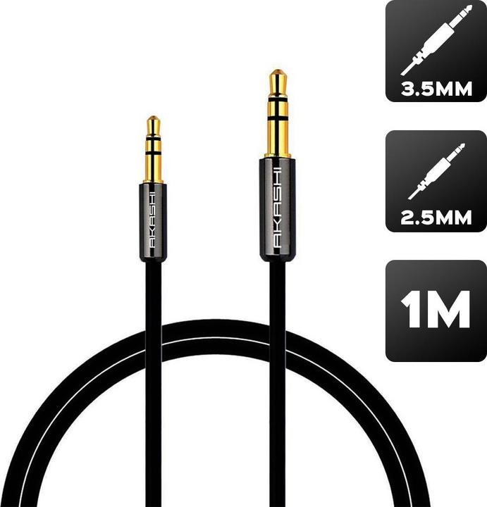Akashi CABLE AUDIO STEREO JACK 2.5/ JACK 3.5MM NOIR (1 m)