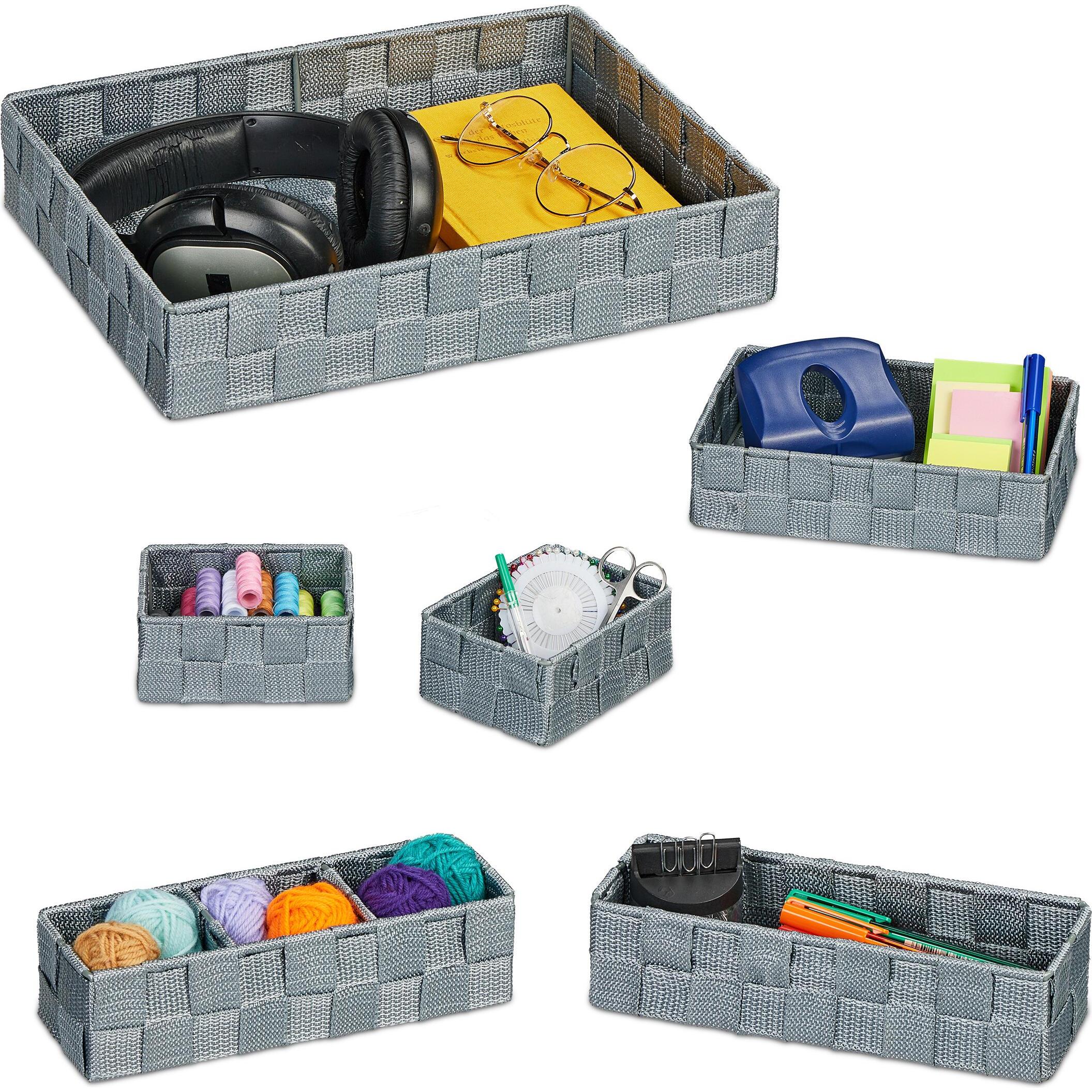 Relaxdays, Cesta, 6x cestino portaoggetti (32 x 24 x 6 cm)