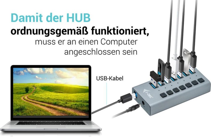 Image du produit i-tec U3CHARGEHUB7 (USB-B, 7 Ports)