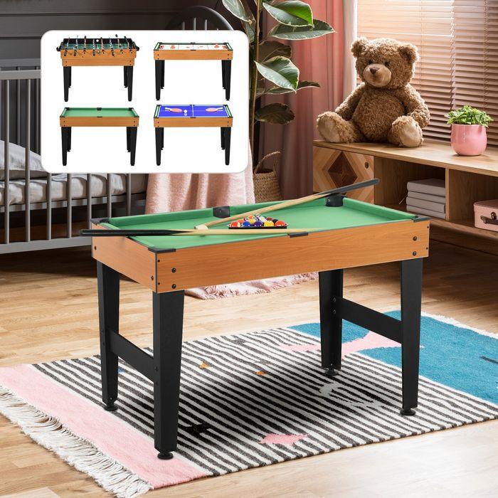 Produktbild Swisshandel24 4 in 1 Multigame Spieletisch, Partyspieltisch mit Tischtennis Stahl, Naturholz