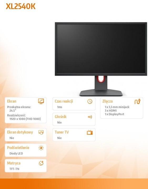 Actual product image BenQ Zowie XL2540K (1920 x 1080 pixels, 24.50")