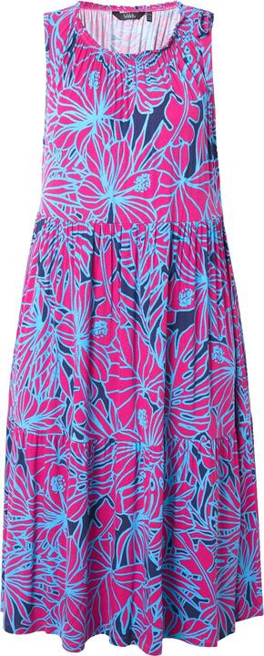 Produktbild Ulla Popken Jersey-Midikleid, Blüten, gekräuselter Rundhals, ärmellos (62)