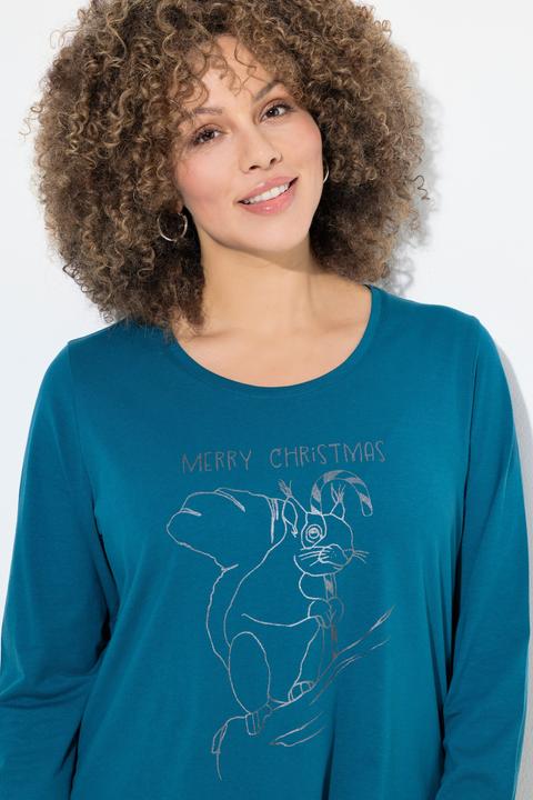 Actual product image Ulla Popken Shirt, Weihnachtsmotiv, Classic, Rundhals, Langarm (60)
