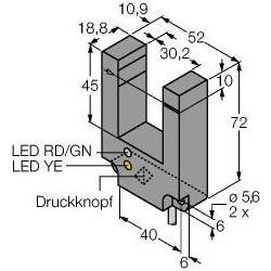 Turck, Rilevatore di movimento, Barriera luminosa a forcella con sensore ottico SLE30B6V W/30