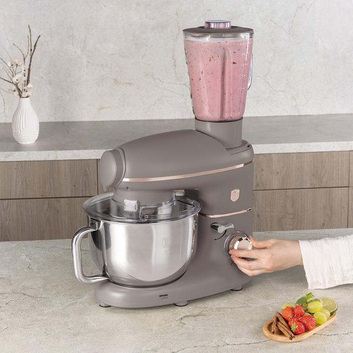 Produktbild BerlingerHaus Design Küchenmaschine inkl. Fleischwolf & 3 Pasta-Aufsätze, 1500W, taupe (5.50 l, 1500 W)
