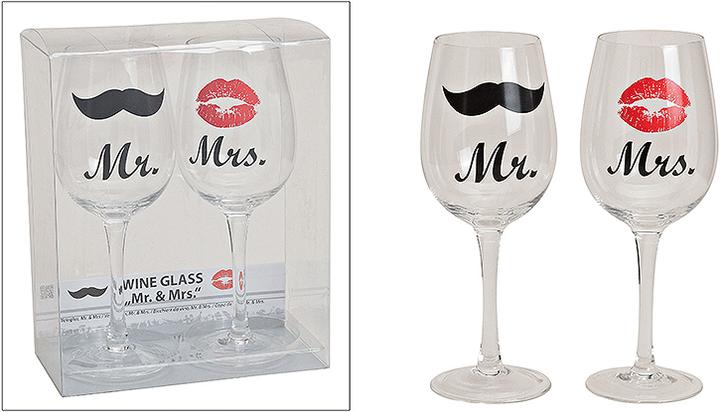 Produktbild G. Wurm Weingläser set Mr/Mrs, 2-teilig 430 ml, B22 cm (43 cl, 2 Gläser, Weingläser Set)