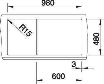 Actual product image Blanco Metra 6 S (100 cm, 50 cm)