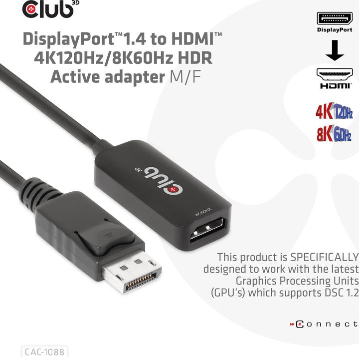 Actual product image Club 3D DisplayPort to (HDMI, 2.25 cm)