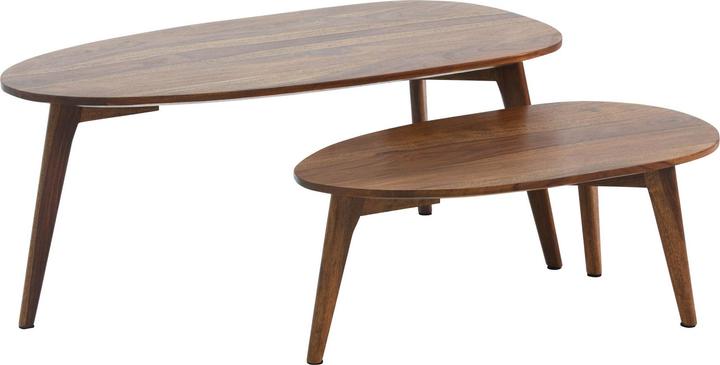 Produktbild FineBuy Couchtisch Wohnzimmertisch 2er Set Nierenform Holz Beistelltisch Tisch (100 x 50 x 42 cm)